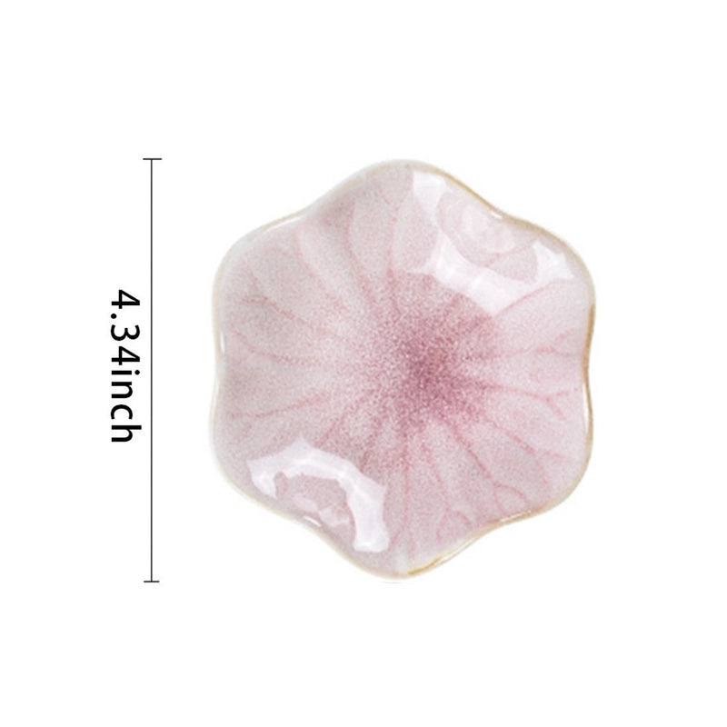 Ceramic Lotus Jewelry Plate Blue Pink Nordic Style Snack Tray Household Storage Dish|Home Decor & Storage