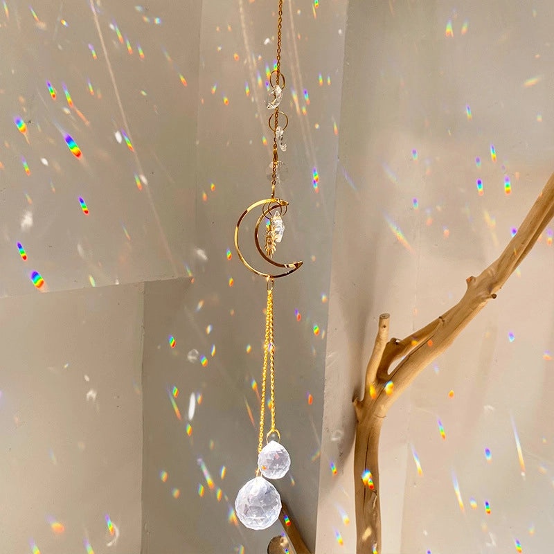 Geometric Moon Crystal Pendant Minimalist Wall Decor|Home Decor