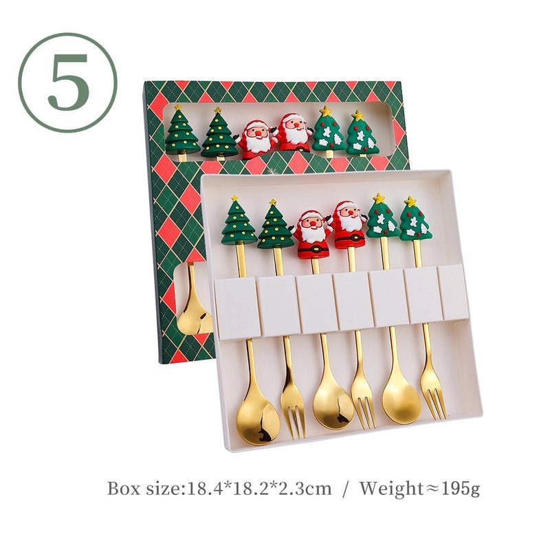 Funny Christmas Tree Dessert Spoon Creative Tableware Cartoon Spoon Suit Holiday Gift Idea|Kitchen & Dining