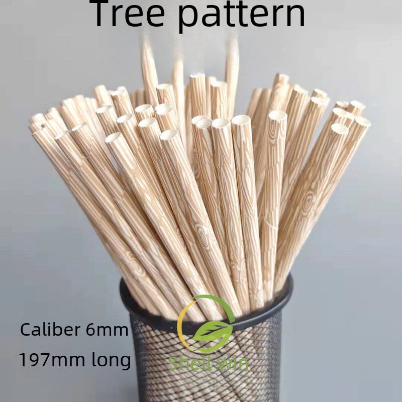 200 Multicolor Bamboo Pattern Paper Straws | Party Supplies