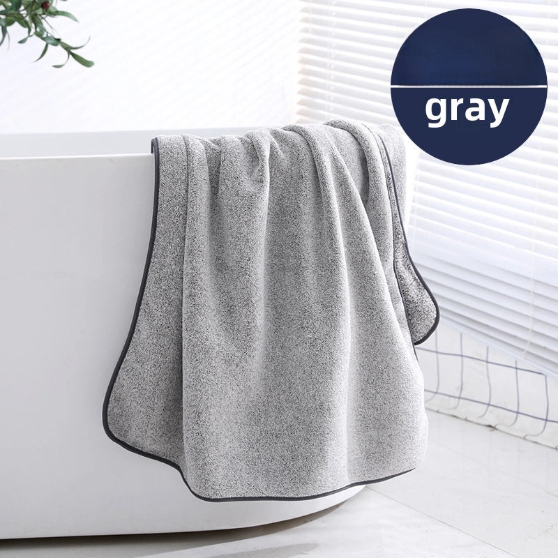 Antibacterial Bamboo Charcoal Fiber Thick Coral Fleece Large Absorbent Bath Towel for Adults|Home & Bath Textiles