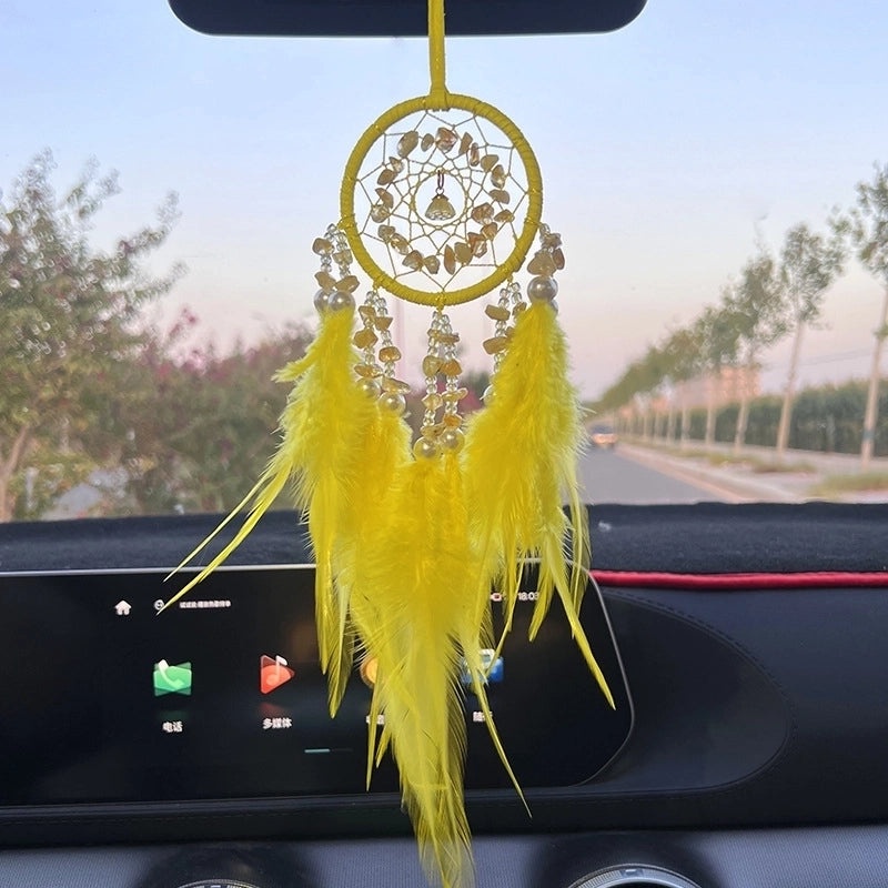 Elegant Multi-color Crystal Feather Dreamcatcher Car Charm | Car Accessories