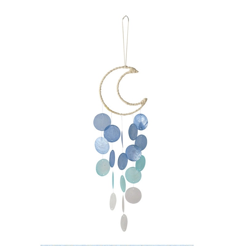 Minimalist Moon Dreamcatcher Wall Hanging with Cotton Rope and Shell Accents|Home Decor Wall Art