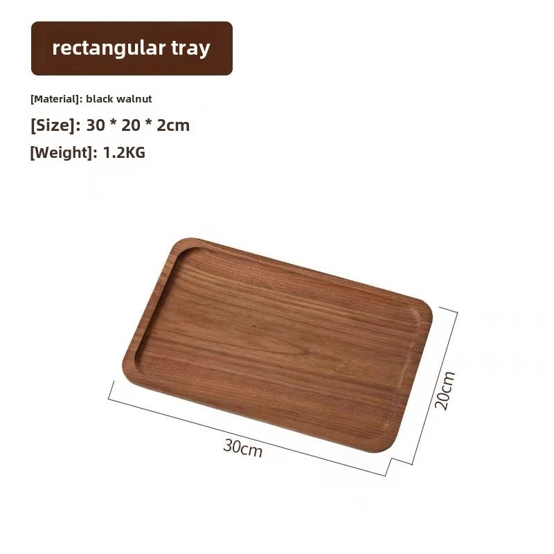 Japanese-style Oval Wooden Tray Solid Black Walnut Rectangular Plate Small Exquisite Tea Coffee Serving Tray|Home & Kitchen > Kitchen & Dining > 