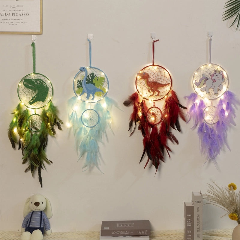 Nordic Green Dinosaur Head Dreamcatcher Pendant Kids Room Decor Photography Prop Home Ornament|Home Decor