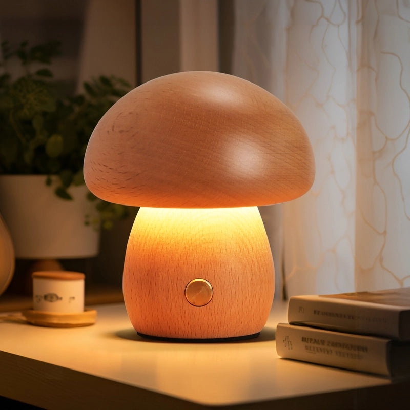 Whimsical Mushroom Wooden Lamp Ornament|Home Decor & Lighting Accessories