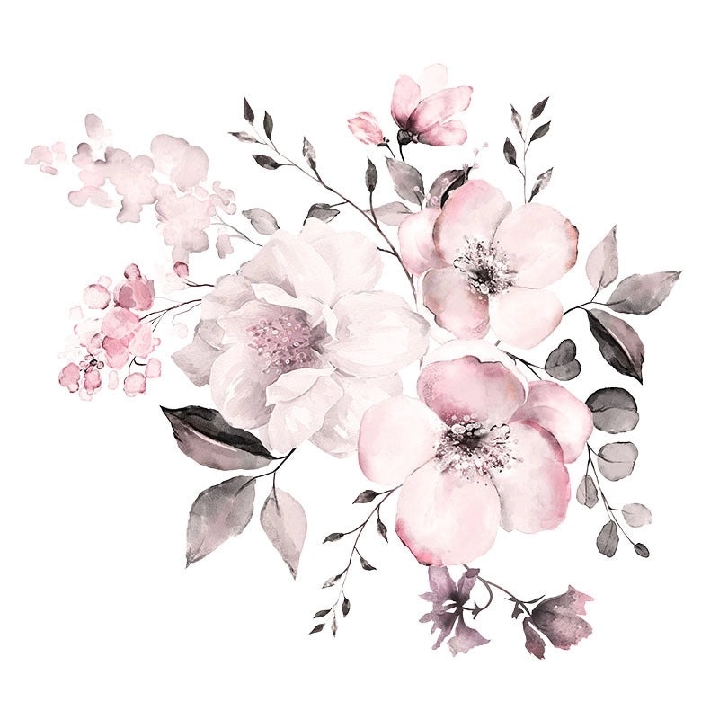 Watercolor Pink Flower Wall Sticker, 30 Pieces, Removable Home Decor Background | Home Decor & Wall Art