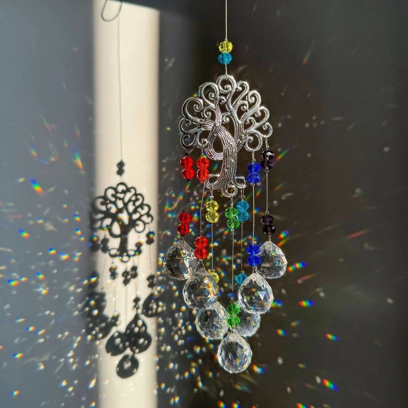 2 Pieces Pastoral Life Tree Glass Crystal Alloy Pendants Decorative Artificial Charms|Home Decor Accessories