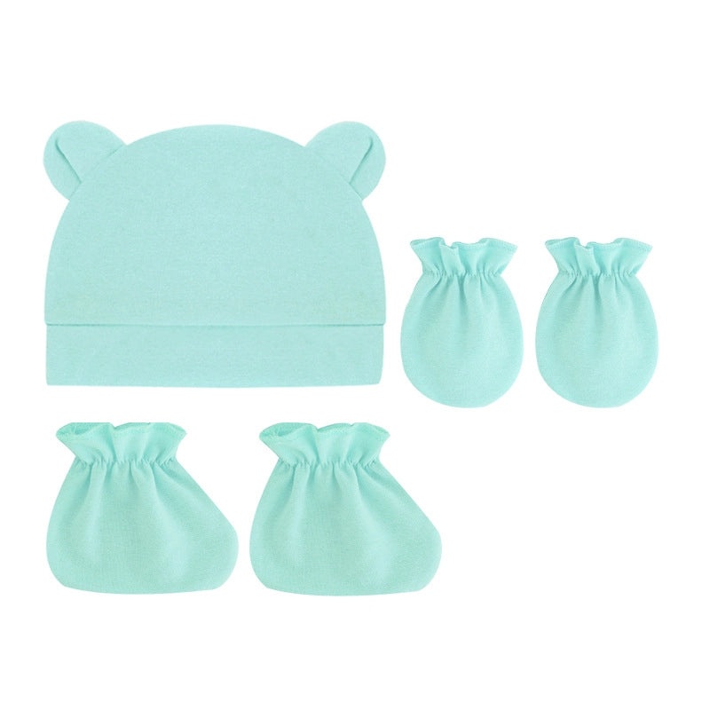Newborn Baby 3 Piece Set Solid Color Hat Gloves and Foot Cover 0-3 Months|Baby Accessories