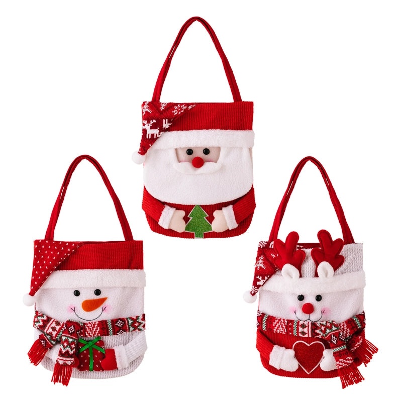 Nordic Christmas Santa Claus and Snowman Polyester Gift Bags | Holiday Party Supplies