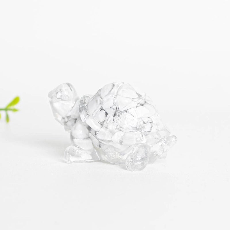 Minimalist Tortoise Figurine with Natural Crystal Accents|Home Decor