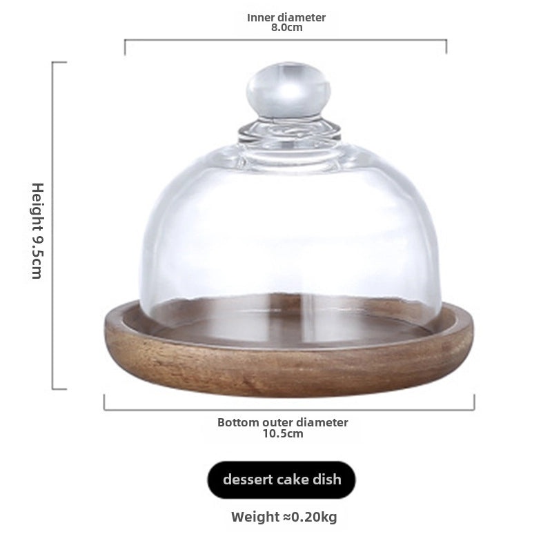Japanese Mini Dessert Stand Solid Wood Glass Plate for Cake Display | Kitchen & Dining Accessories