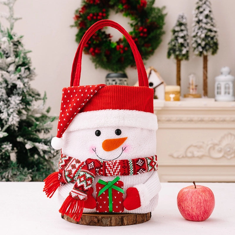 Nordic Christmas Santa Claus and Snowman Polyester Gift Bags | Holiday Party Supplies