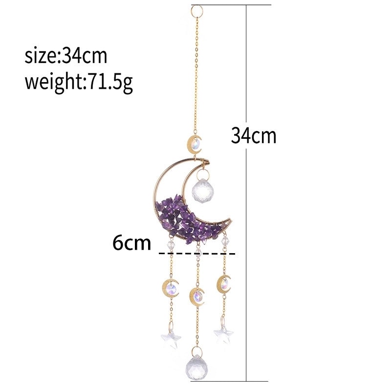Sparkling Star and Moon Crystal Glass Suncatcher Wind Chime | Home Decor Wall Art