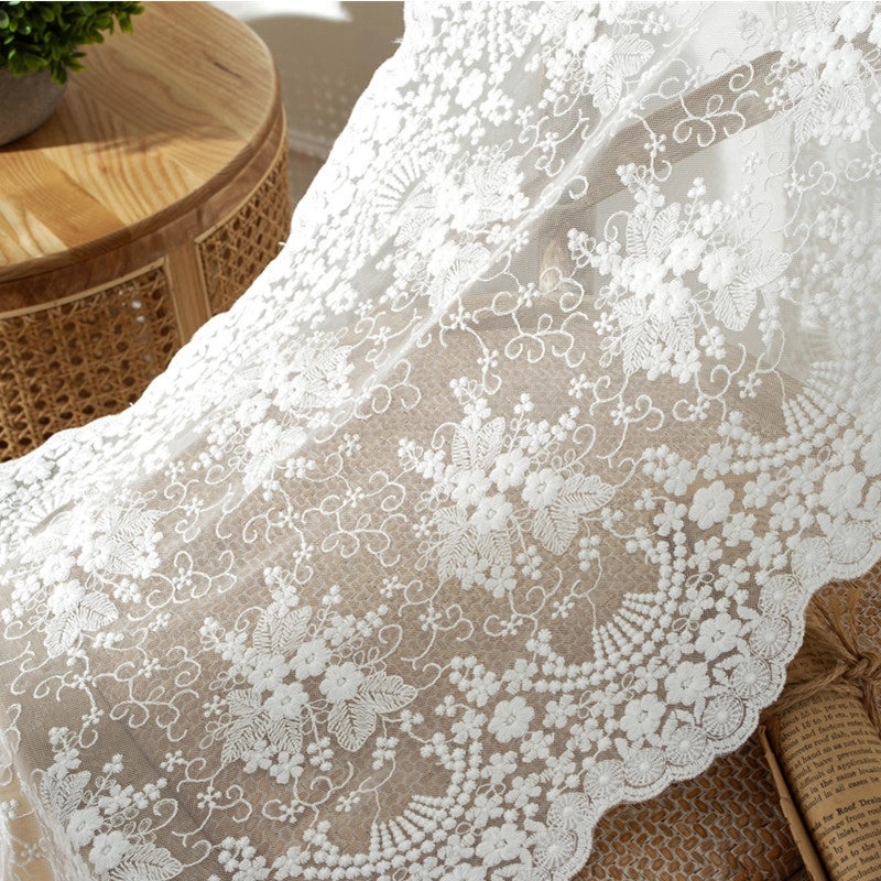 French-style 3D Embroidered Cotton Lace Table Runner for Wedding Decoration|Home Decor Table Linens