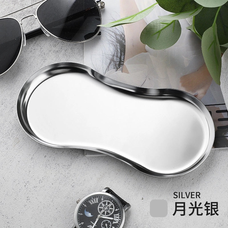 Glasses Shaped Stainless Steel Jewelry and Cosmetic Tray for Bedroom Home Use | Home Decor & Storage