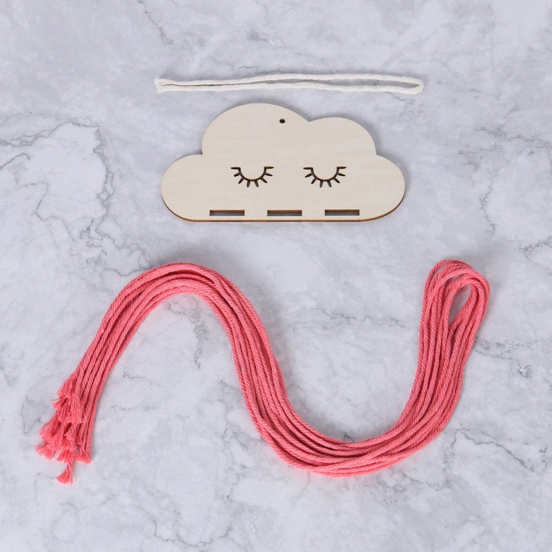 Nordic Style Cloud Wood Chip Hair Clip Holder with Decorative Wall Pendant | Hair Accessories Storage