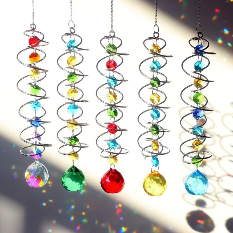 Elegant Spiral Glass Suncatcher Wind Chime for Home Decor | Outdoor & Indoor Wall Art