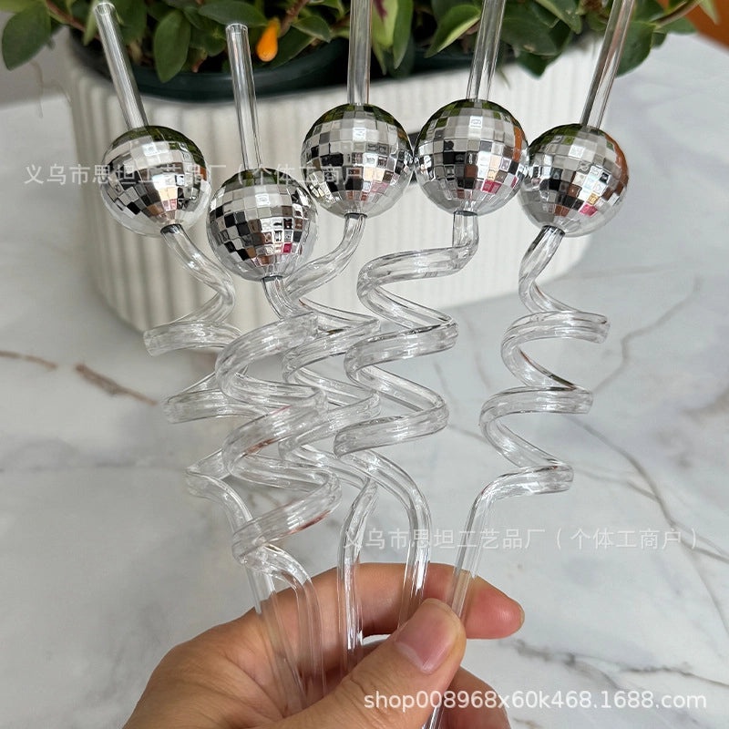 2024 New Disco Mirror Ball Mosaic Plastic Straw for Party Decoration | Party Supplies