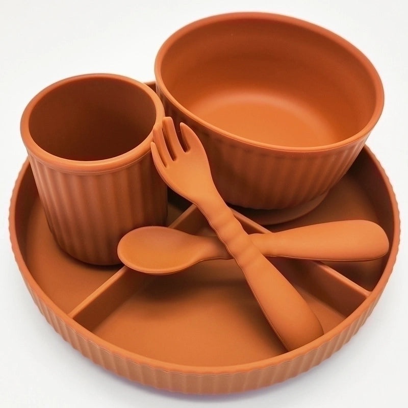 Chinoiserie Style Vacation Solid Color Silicone Tableware Set for Dining|Kitchen & Dining Tableware