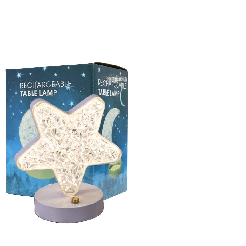 LED Stars and Moon Table Lamp Touch Rechargeable Bedside Night Light Small Modern Bedroom Decor|Home Lighting