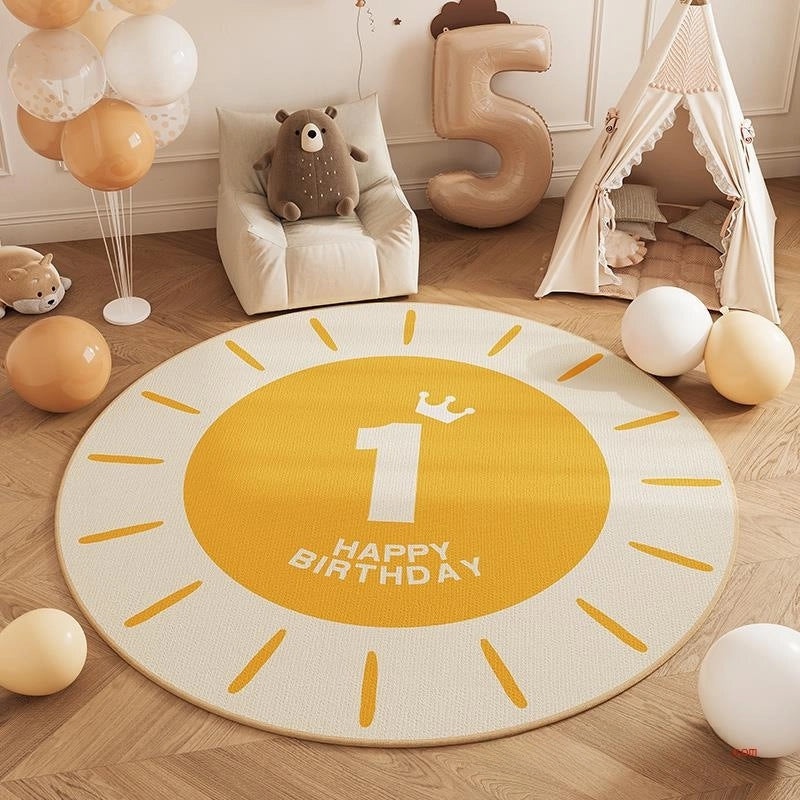 Round Red Carpet for Kids Room Living Room Bedroom Floor Mat Machine Washable Balcony Hotel Use|Home Decor Rugs & Mats