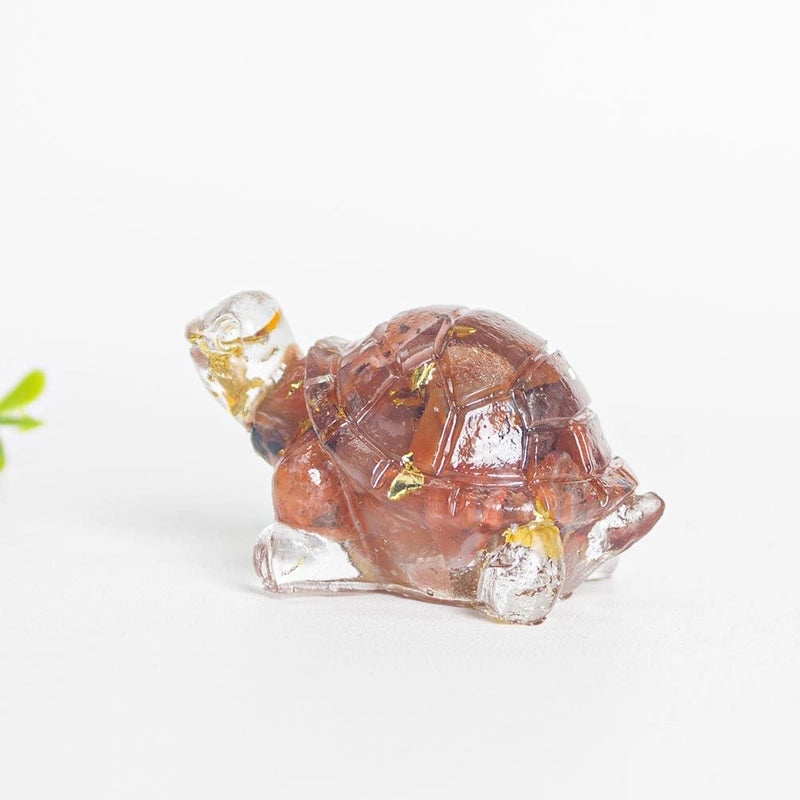 Minimalist Tortoise Figurine with Natural Crystal Accents|Home Decor