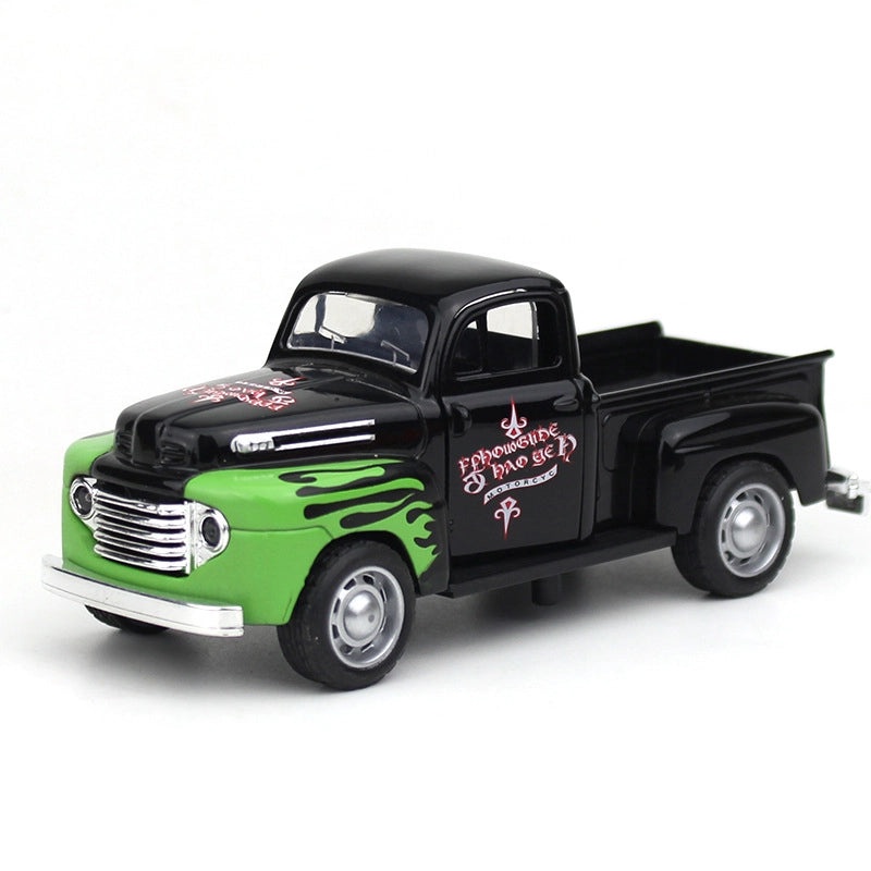 Retro Metal Pickup Car Model Ornament Classic Alloy Toy Vehicle Gift|Car Accessories