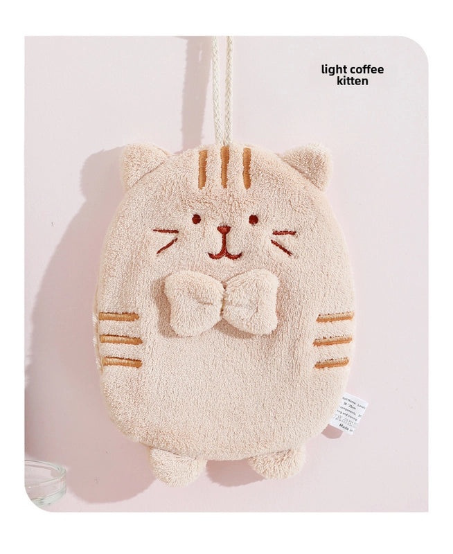 Cute Kitten Hand Towel Quick-Drying Lint-Free Absorbent Kitchen Rag Household Children's Towel | Home & Kitchen Textiles