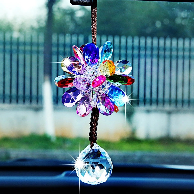 Handmade Pink Crystal Car Pendant Rearview Mirror Jewelry Interior Decoration|Car Accessories