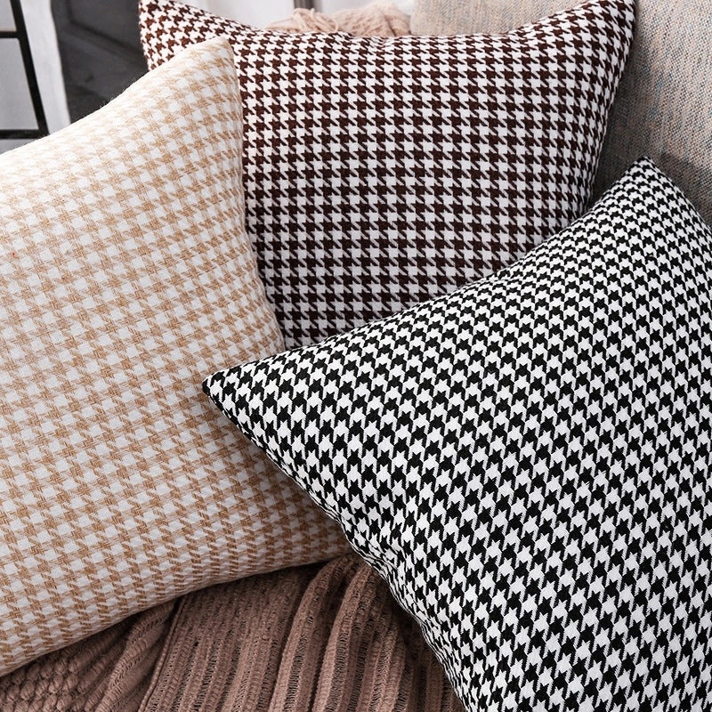 Light Luxury Houndstooth Linen Pillowcase | Home Decor & Pillows