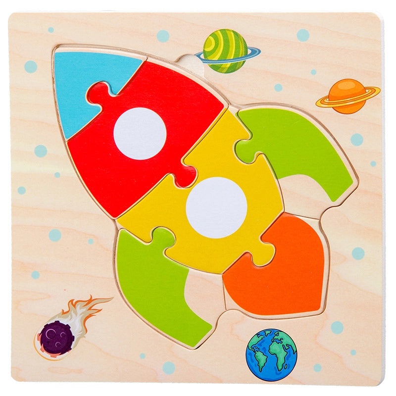 Wooden 3D Animal Puzzle for Kids Early Learning Handheld Board Cartoon Educational Toy | Educational Toys & Games