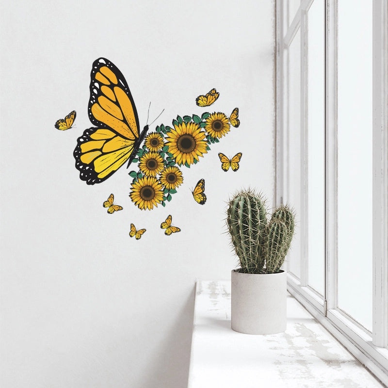 Sunflower and Butterfly PVC Wall Decal for Home Decor | Home & Living Wall Stickers