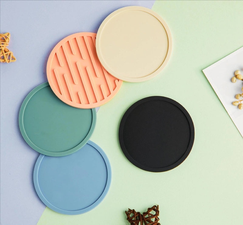 Silicone Round Coaster 10CM Thickened Non-slip Heat Insulated Drain Mat for Tea Cup Water|Kitchen & Dining Accessories