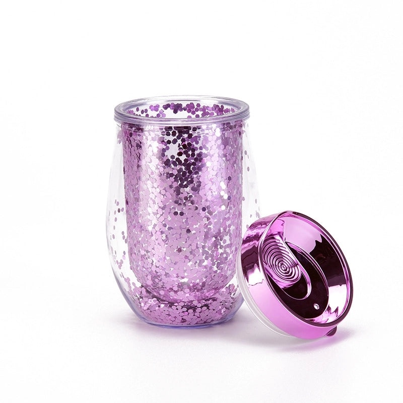 U-Shaped Eggshell Double Sequin Water Thermos Cup | Drinkware & Tumblers