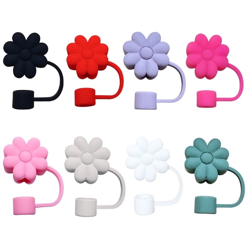 Elegant Floral Silicone Straw Cap for Cups | Drinkware Accessories