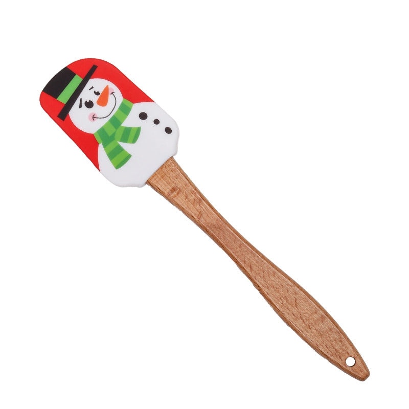 Christmas Santa Claus Snowflake Silicone Wood Baking Scraper 1 Piece | Kitchen Utensils & Gadgets