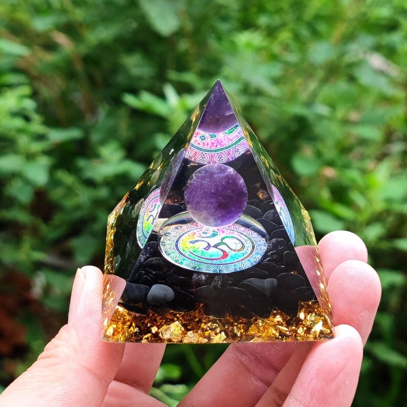 Pyramid Resin Crystal Ball with Decorative Pyramid Gravel | Home Decor & Accessories