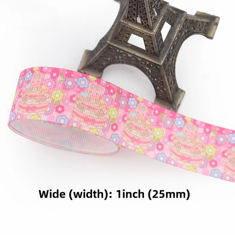 Cartoon Soft Color Thermal Transfer Printed Ribbed Ribbon DIY Handmade Bow Hair Accessory Gift Packaging|Hair Accessories