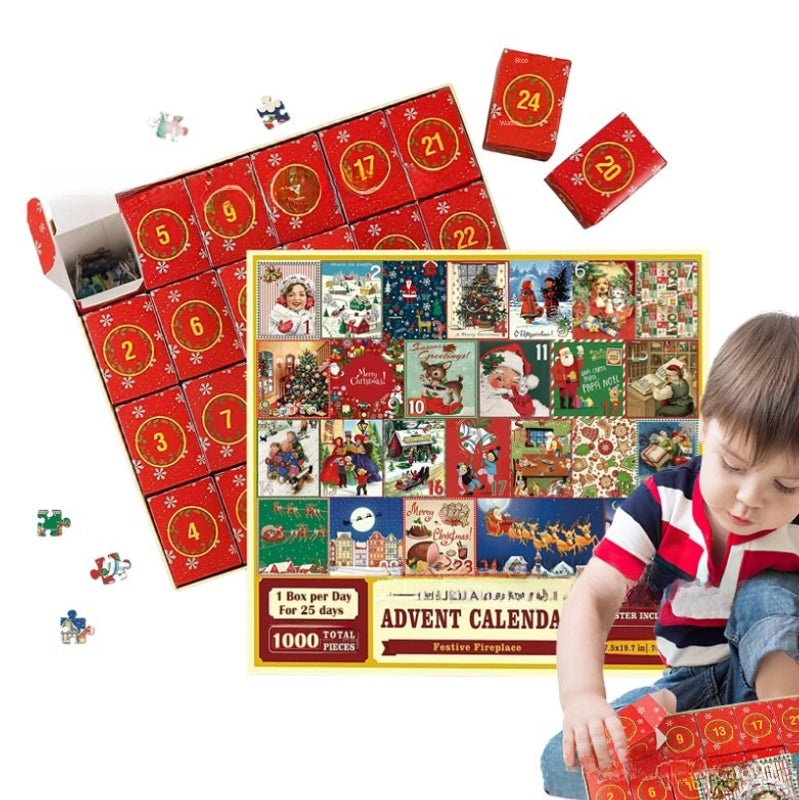 Christmas Countdown 24 Grid Blind Box with 1008 Creative Puzzle Pieces | Christmas Toys & Games