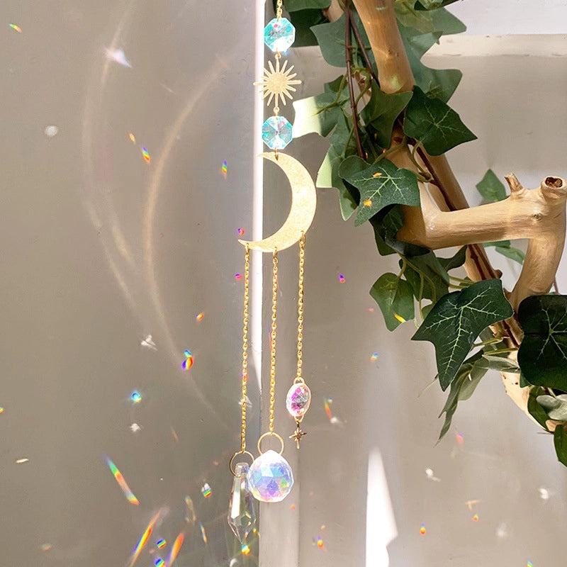 Geometric Moon Crystal Pendant Minimalist Wall Decor|Home Decor