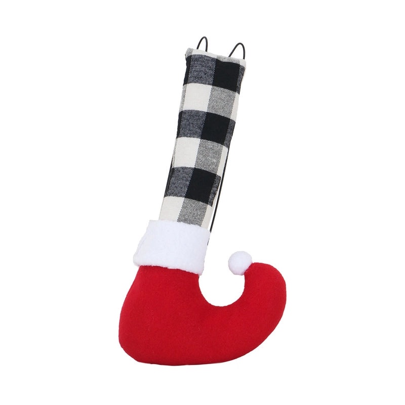 Black White Checkered Elf Leg Christmas Tree Decoration Xmas Socks Festive Home Decor|Holiday Decorations