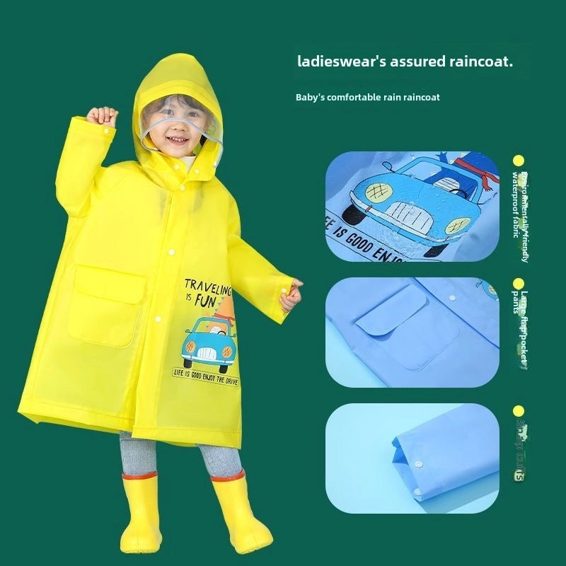 Kids Waterproof Dinosaur Poncho Raincoat, Boys School Bag Compatible, Primary School Baby Rain Jacket|Kids Rainwear