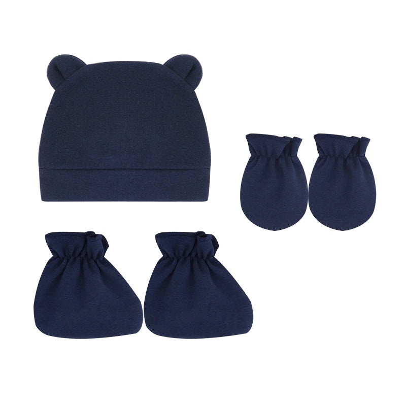 Newborn Baby 3 Piece Set Solid Color Hat Gloves and Foot Cover 0-3 Months|Baby Accessories