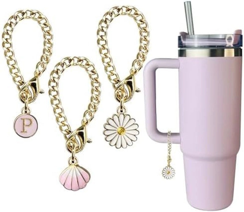 Stylish Letter Flower Shell Metal Keychain Pendant | Accessories & Keychains