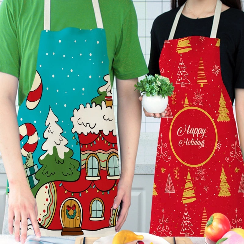 Holiday Themed Synthetic Fiber Apron with Text Design 1 Piece|Kitchen & Dining Accessories