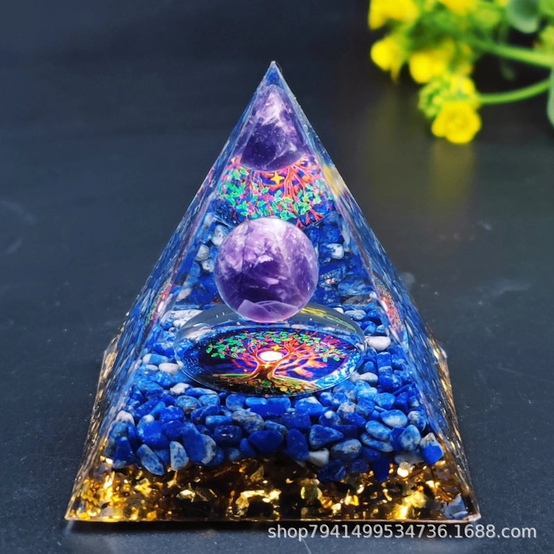 Pyramid Resin Crystal Ball with Decorative Pyramid Gravel | Home Decor & Accessories