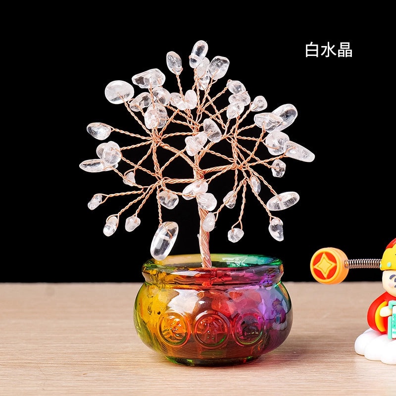 Elegant Alloy Money Tree with Crystal Ornaments Artificial Home Decor|Home Decor & Accessories