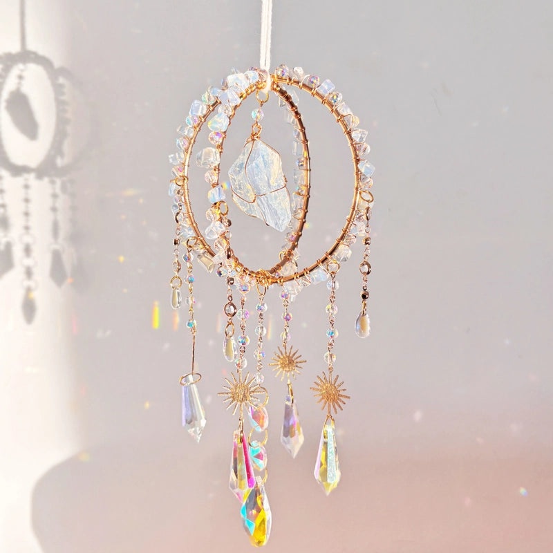 Girls Sweet Geometric Crystal Dreamcatcher Wall Hanging Home Decor