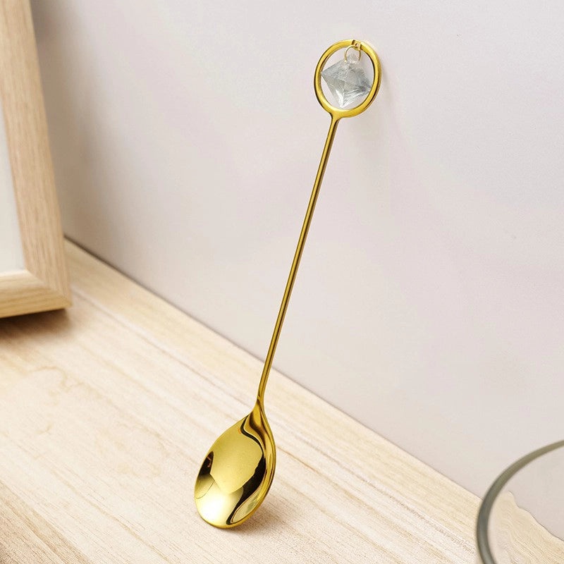 Natural Amethyst Flower Copper Spoon with Long Handle | Home Decor & Kitchen Accessories